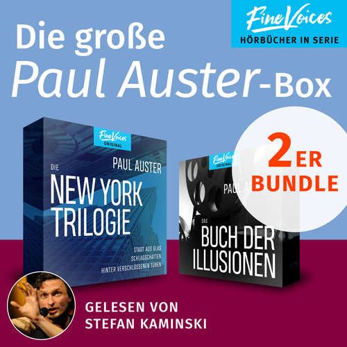 Hoerbuch Die große Paul Auster-Box - Die New York-Trilogie + Das Buch der Illusionen - Paul Auster - Stefan Kaminski