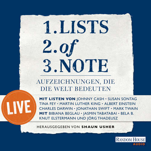 Hoerbuch Lists of note – live -  - Bibiana Beglau
